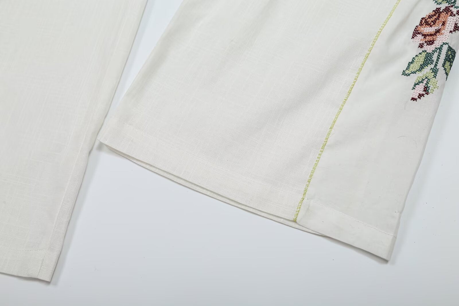 Women's Striped Embroidered Straight-Leg Trousers