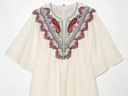 Women's Floral Embroidered V-Neck Midi Dress