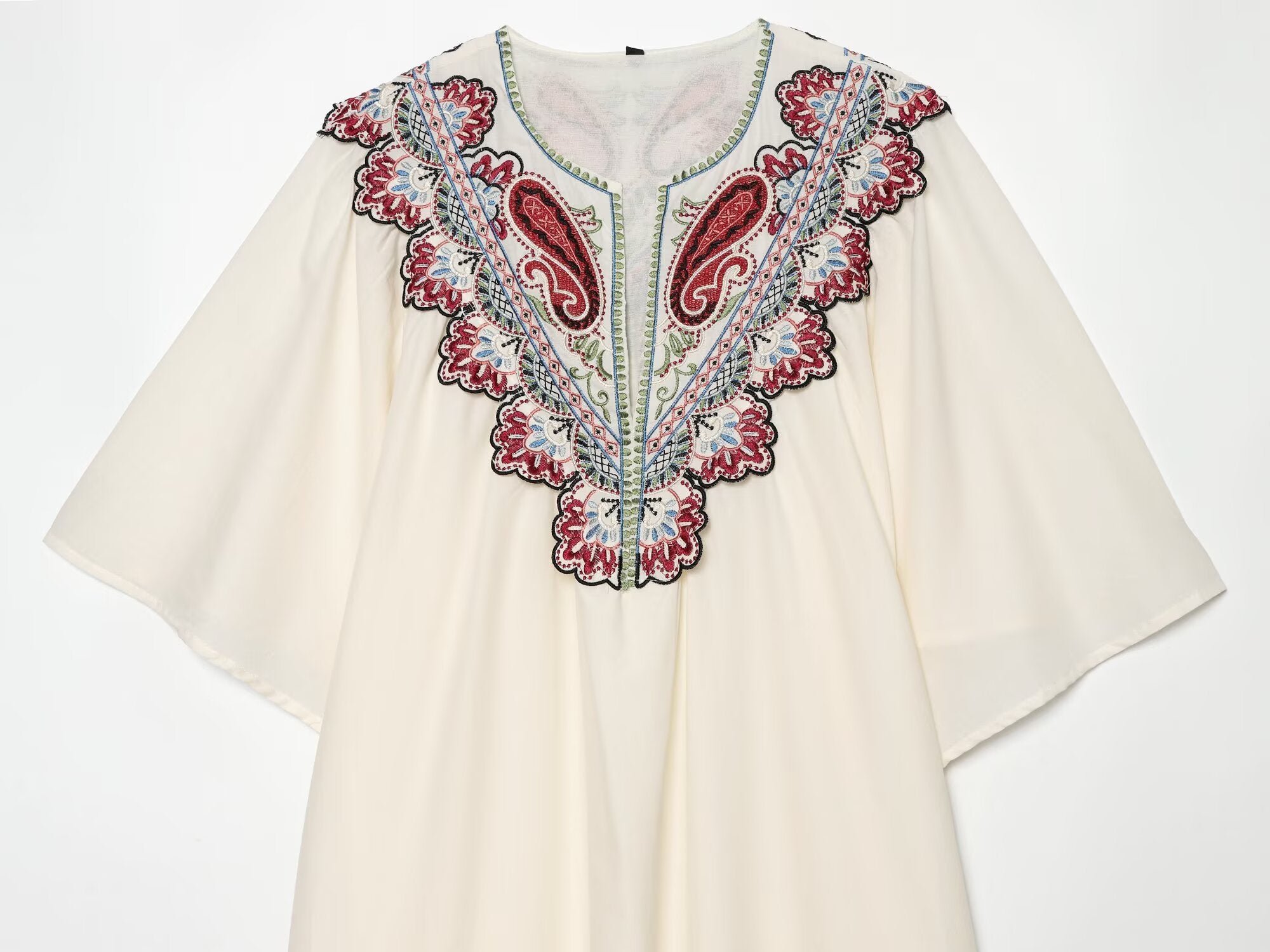 Women's Floral Embroidered V-Neck Midi Dress