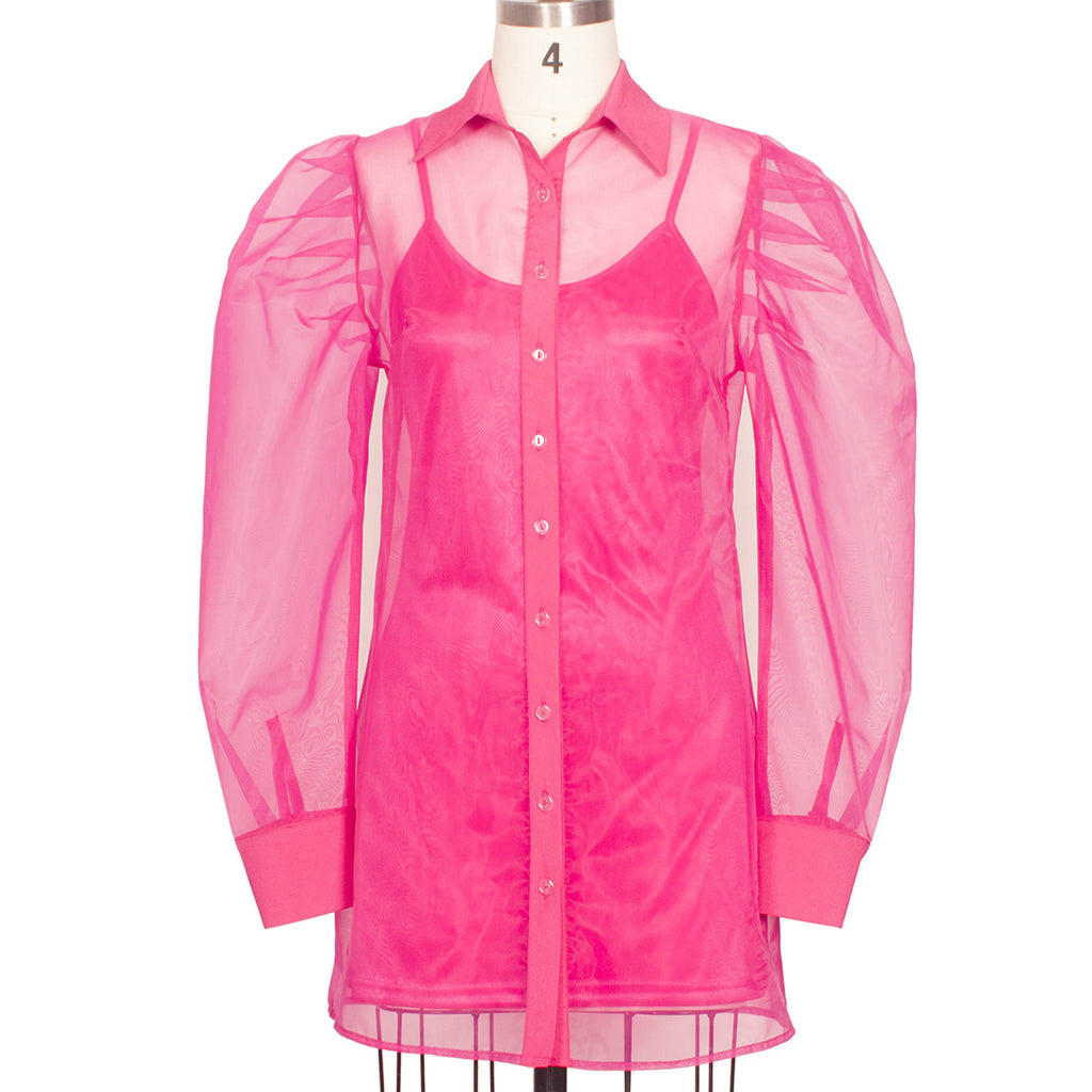 Women's Spring Summer Women Clothing Puff Sleeve Top Long Sleeve Organza Cardigan Dress Plus Size Suit For Women