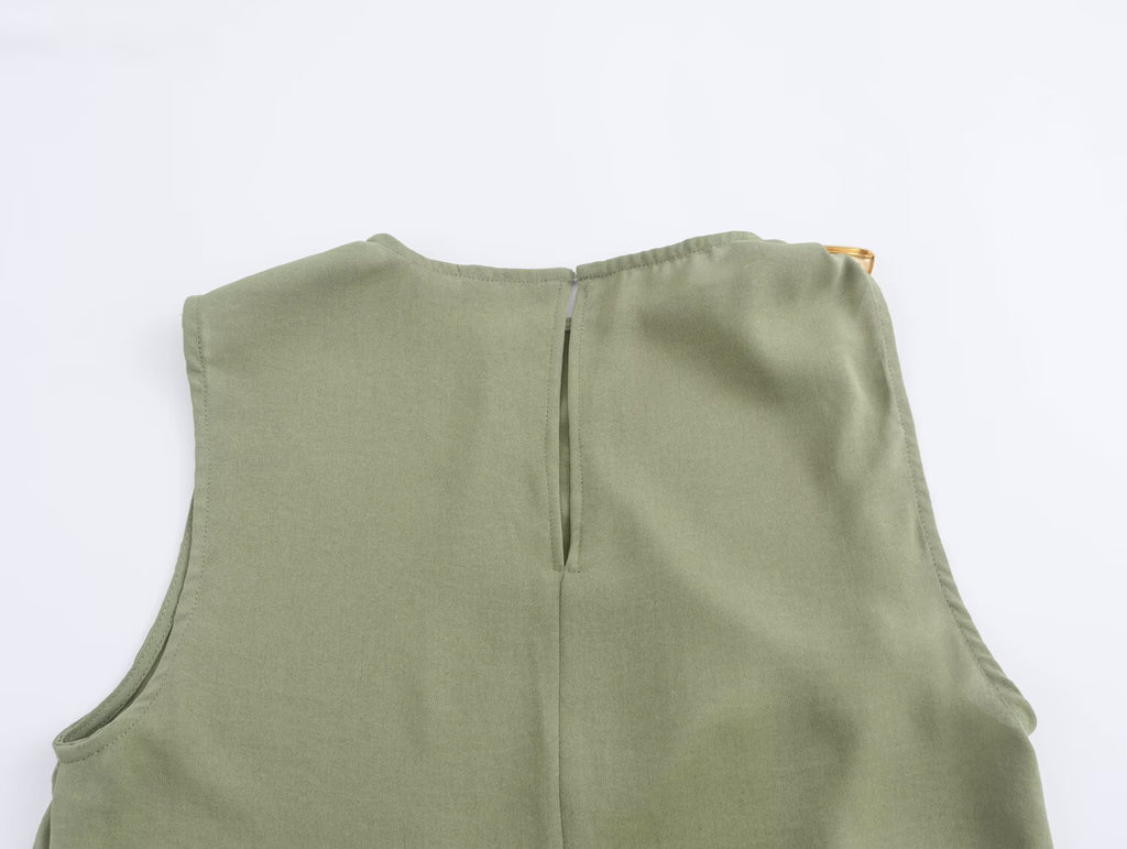 Women's Buckle-Detail Top & Midi Skirt Set
