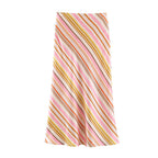 Women's Striped Satin Textured Midi Skirt