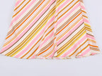 Women's Striped Satin Textured Midi Skirt