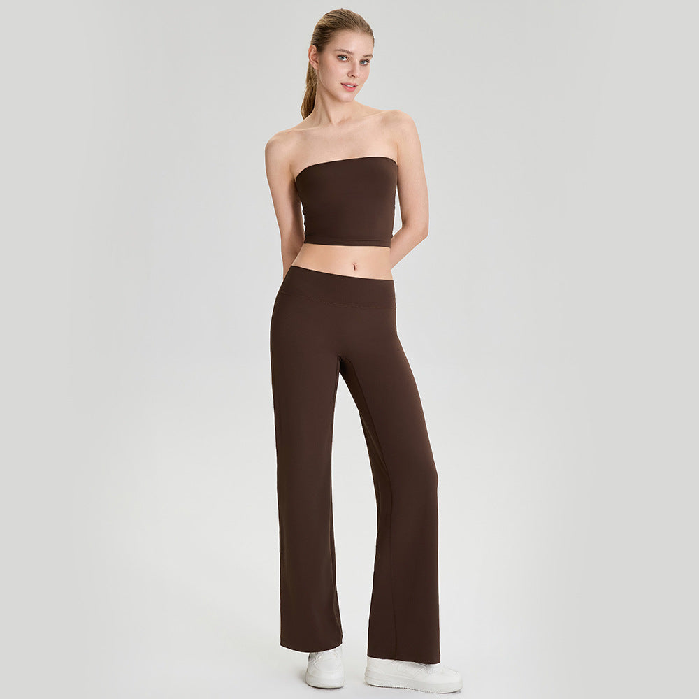 Women's Strapless Workout Top & Yoga Pants Set