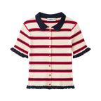 Women's Striped Polo Knit Top