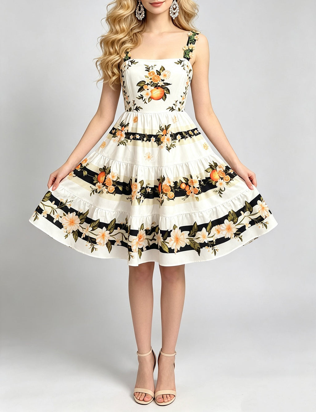 Women's Floral Embroidered Cami Midi Dress