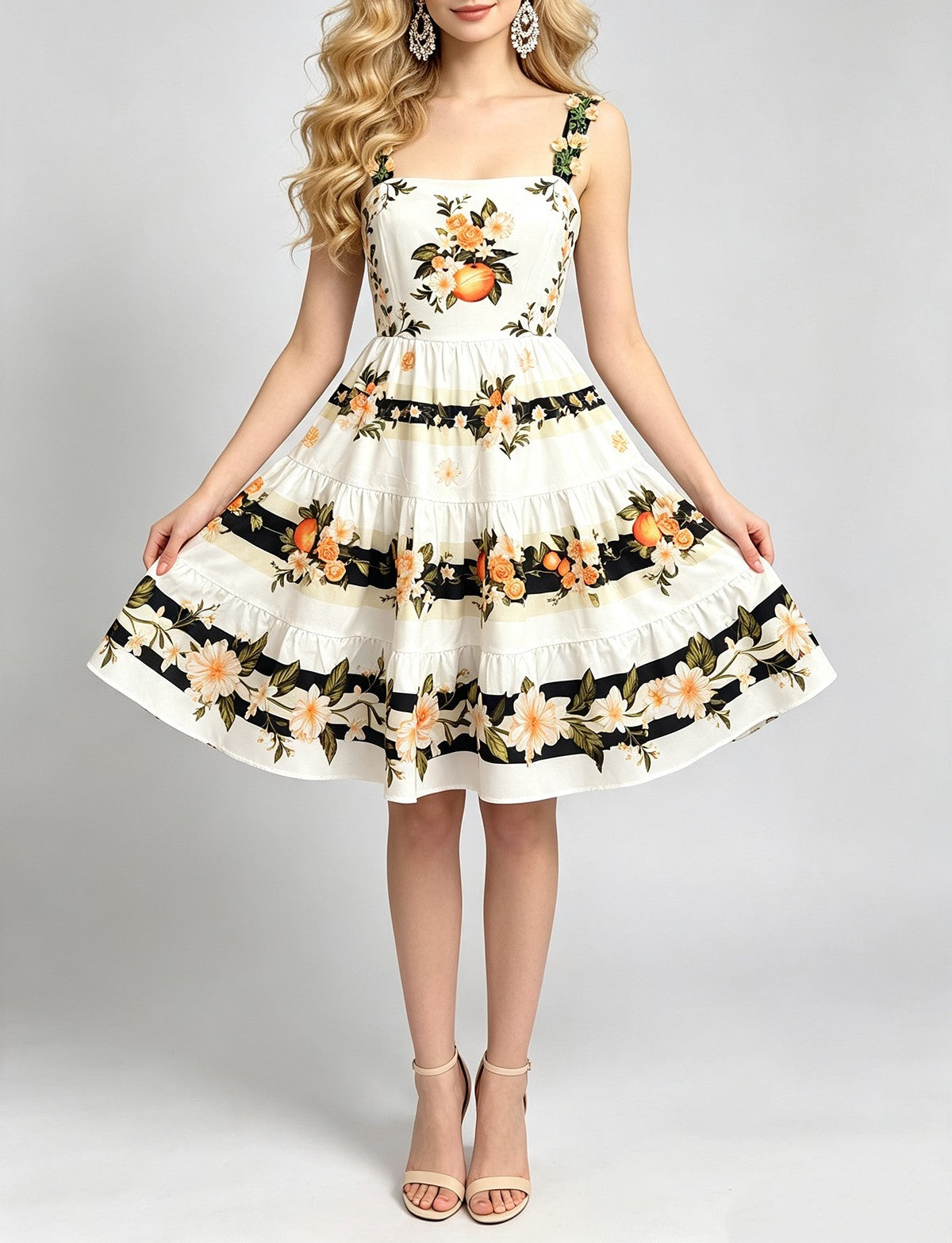 Women's Floral Embroidered Cami Midi Dress