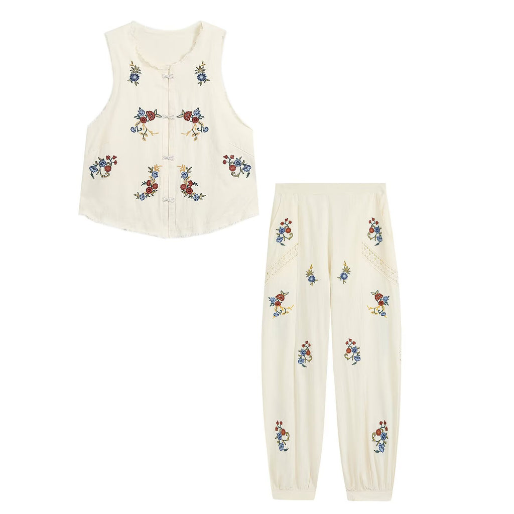Women's Floral Vest Top & Trousers Set