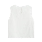 Simple Solid Color Artistic Embroidery Sleeveless Vest