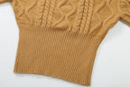 Women's Off Shoulder Beige Long Sleeve Pullover Women Autumn Loose Cable Knit Sweater Gentle Korean All Matching Top