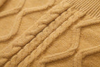 Women's Off Shoulder Beige Long Sleeve Pullover Women Autumn Loose Cable Knit Sweater Gentle Korean All Matching Top