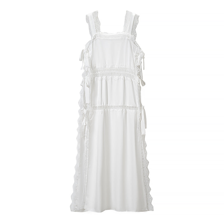 Lace Square Neck A-Line Maxi Dress