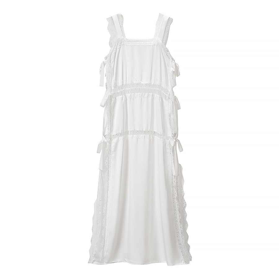 Lace Square Neck A-Line Maxi Dress