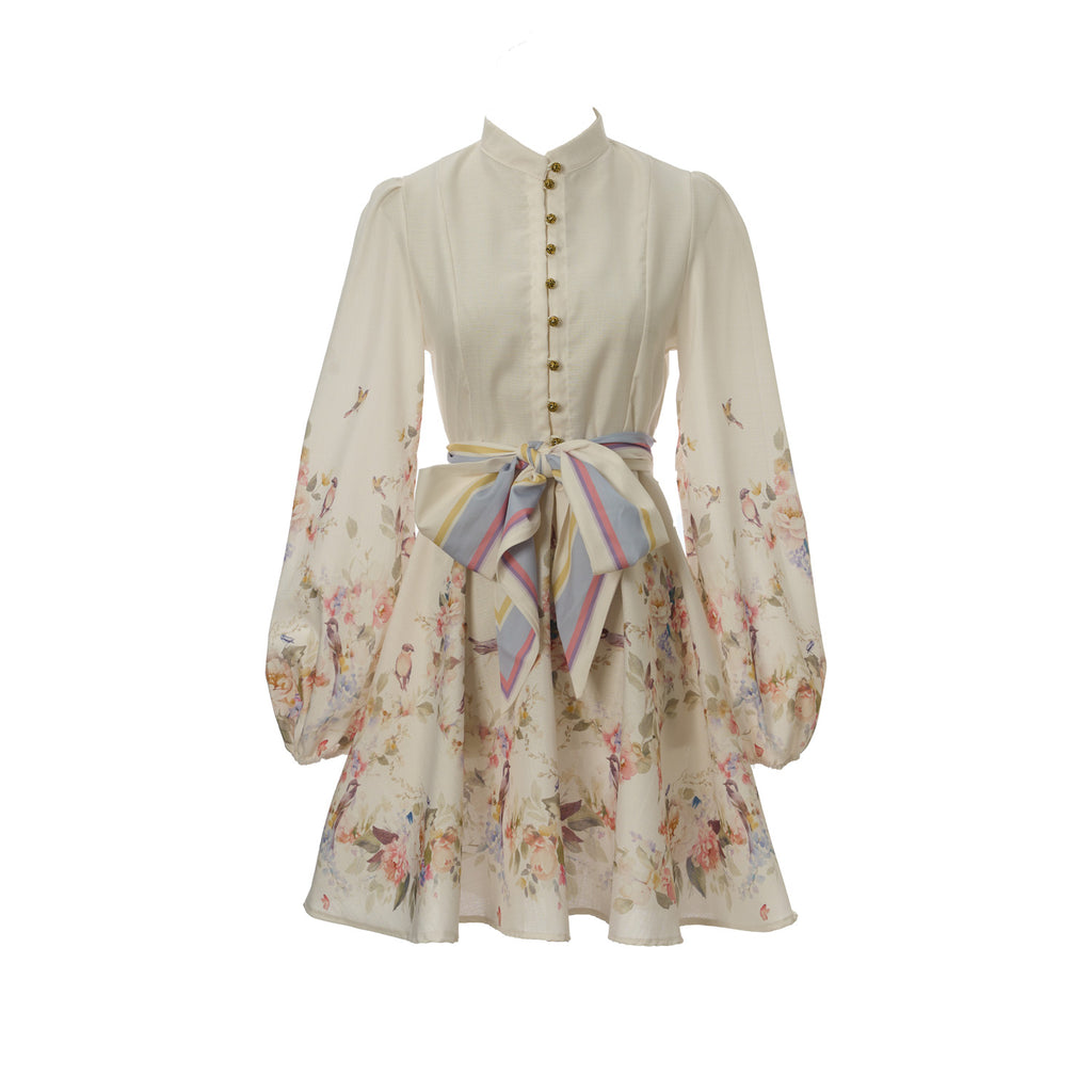 Women's Floral Print Long Sleeve Mini Dress