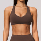 Lycra Seamless Knitted Sports Bra Halter Neck Shock Absorbing Breathable Ideal For Pilates Yoga Women