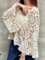 Women Sun Protective Cover Up Lace Crochet Top Outerwear Shawl