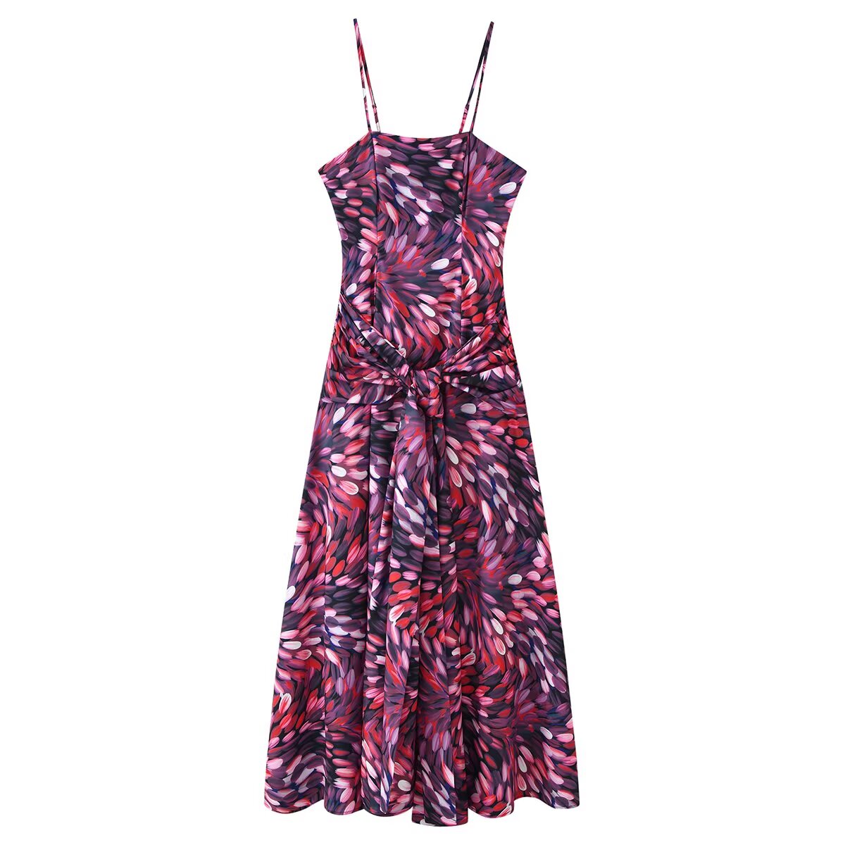 Women's Printed Waist-Tie Swing Maxi Dress