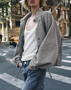 Women's Plaid Lace-Up Long Sleeve Coat
