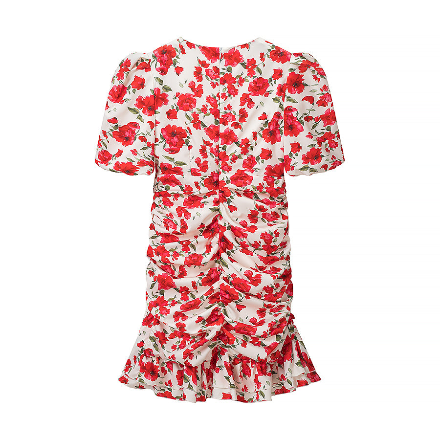 Women's Floral Deep V-Neck Bodycon Mini Dress