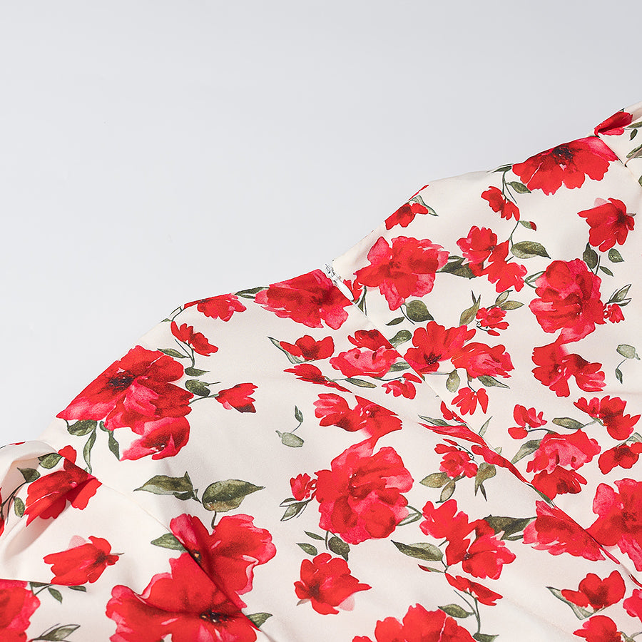 Women's Floral Deep V-Neck Bodycon Mini Dress