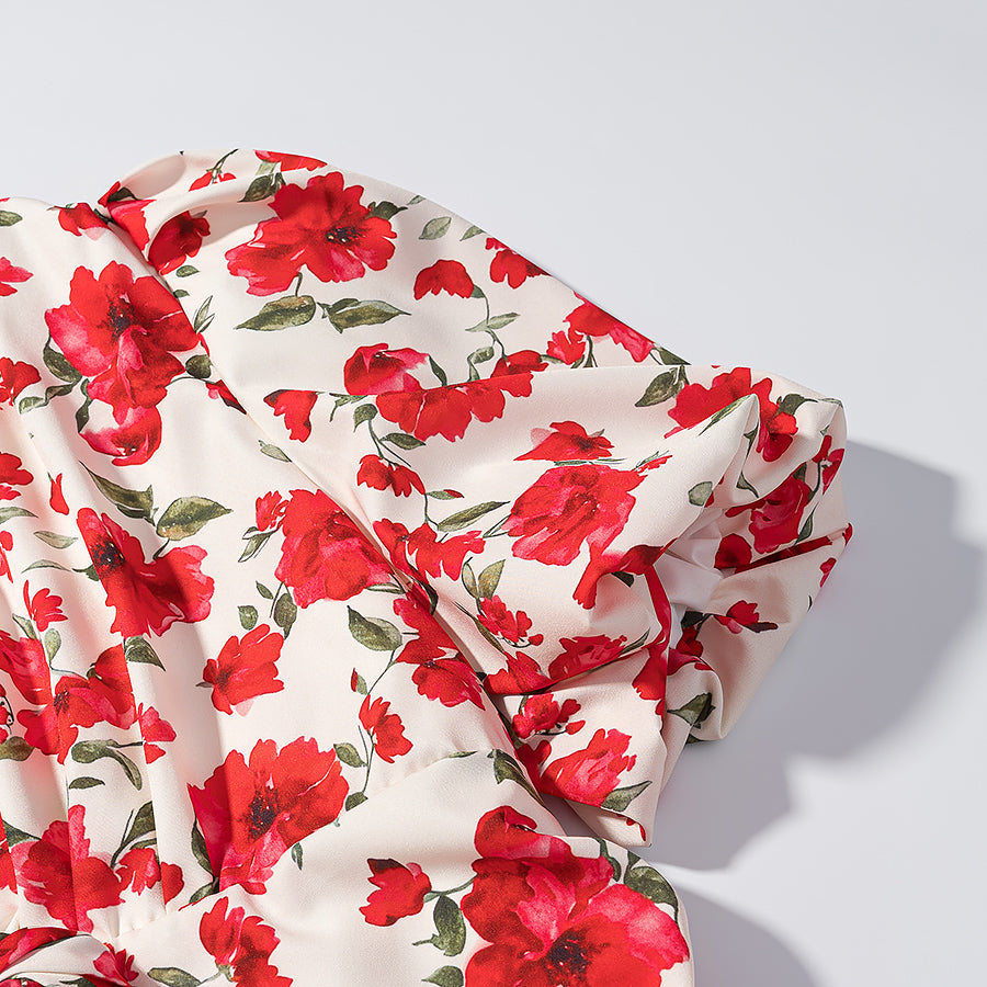 Women's Floral Deep V-Neck Bodycon Mini Dress