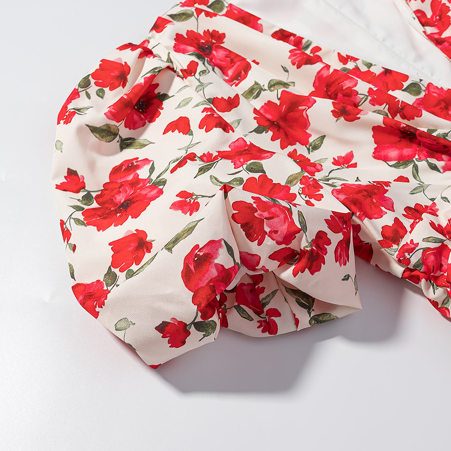 Women's Floral Deep V-Neck Bodycon Mini Dress
