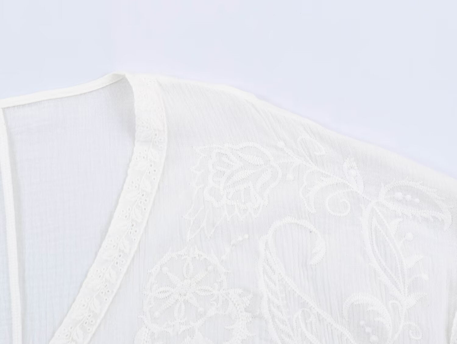 Embroidered V-Neck Loose Blouse