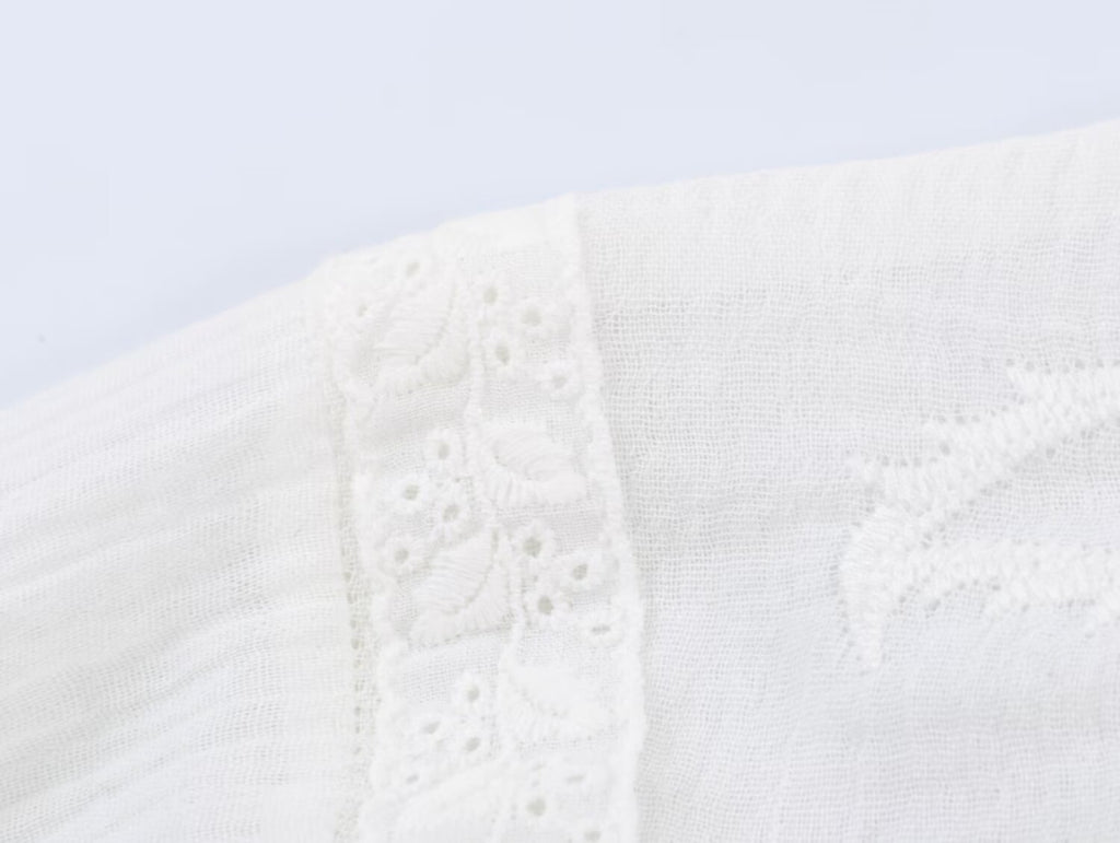 Embroidered V-Neck Loose Blouse