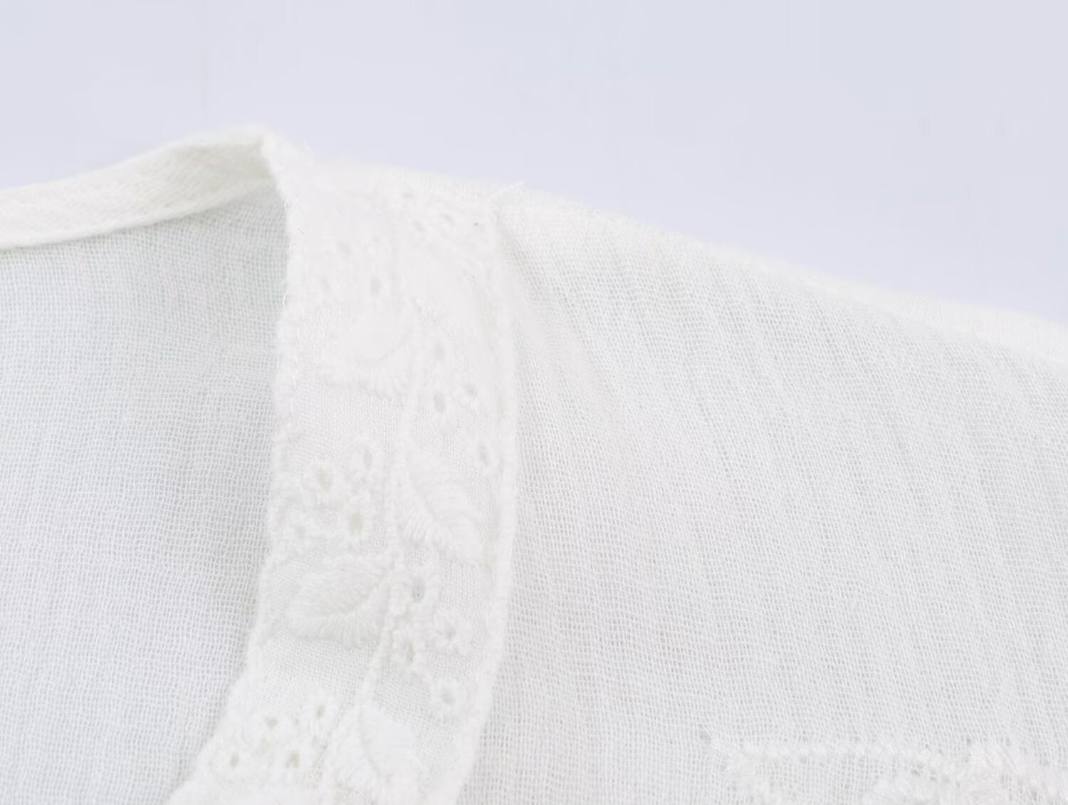 Embroidered V-Neck Loose Blouse
