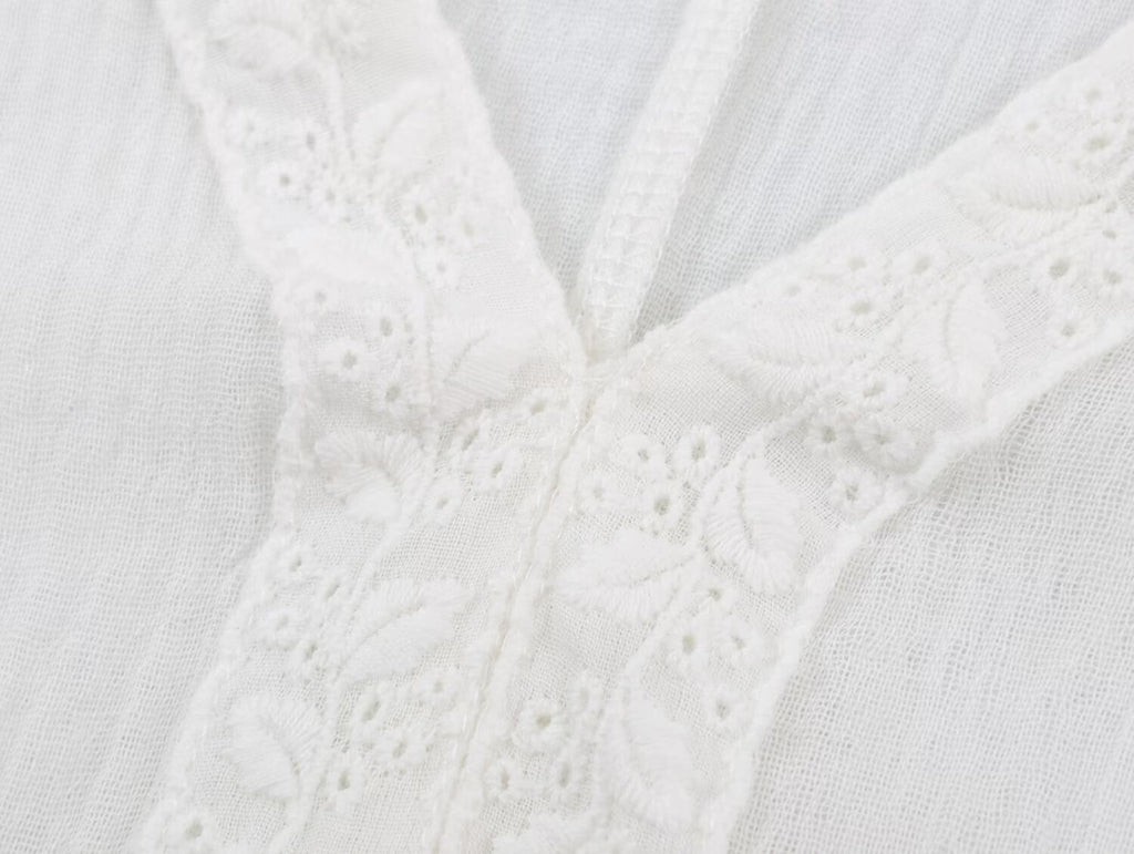 Embroidered V-Neck Loose Blouse