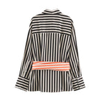 Early Autumn Striped Belted Long Sleeve Shirt
