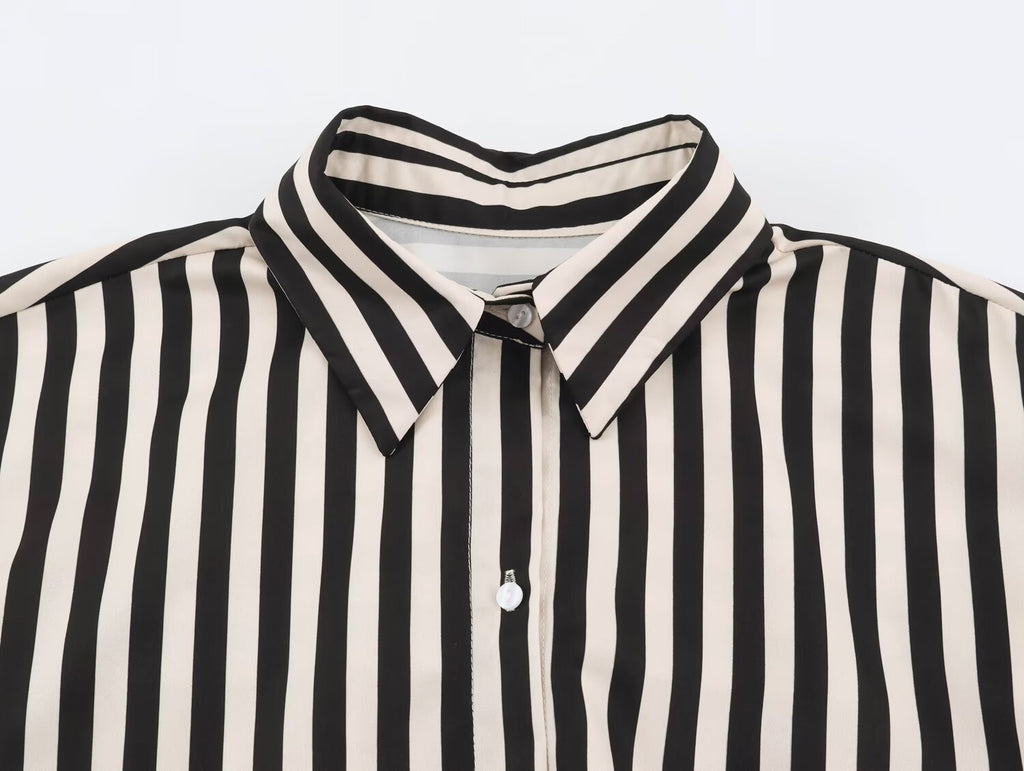 Early Autumn Striped Belted Long Sleeve Shirt