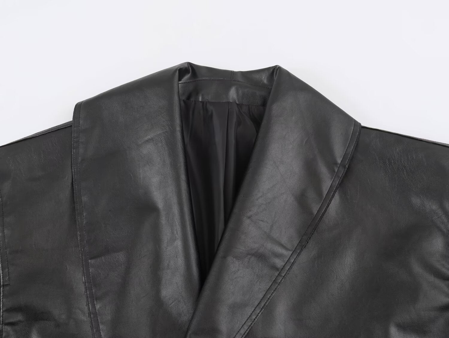 Women's Faux Leather Buckle Coat