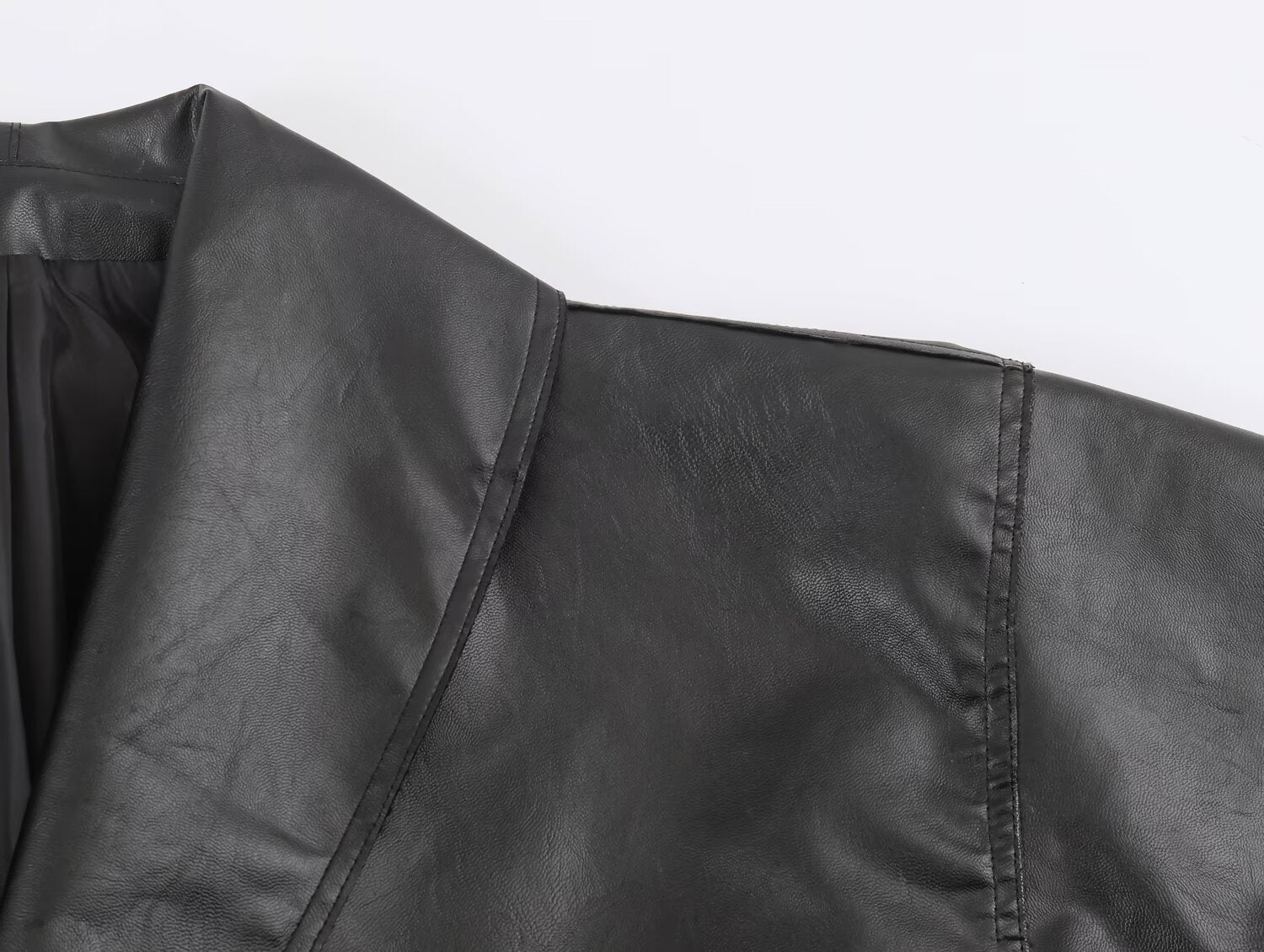 Women's Faux Leather Buckle Coat