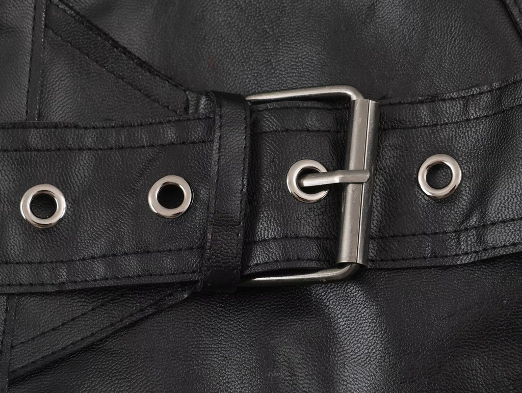 Women's Faux Leather Buckle Coat