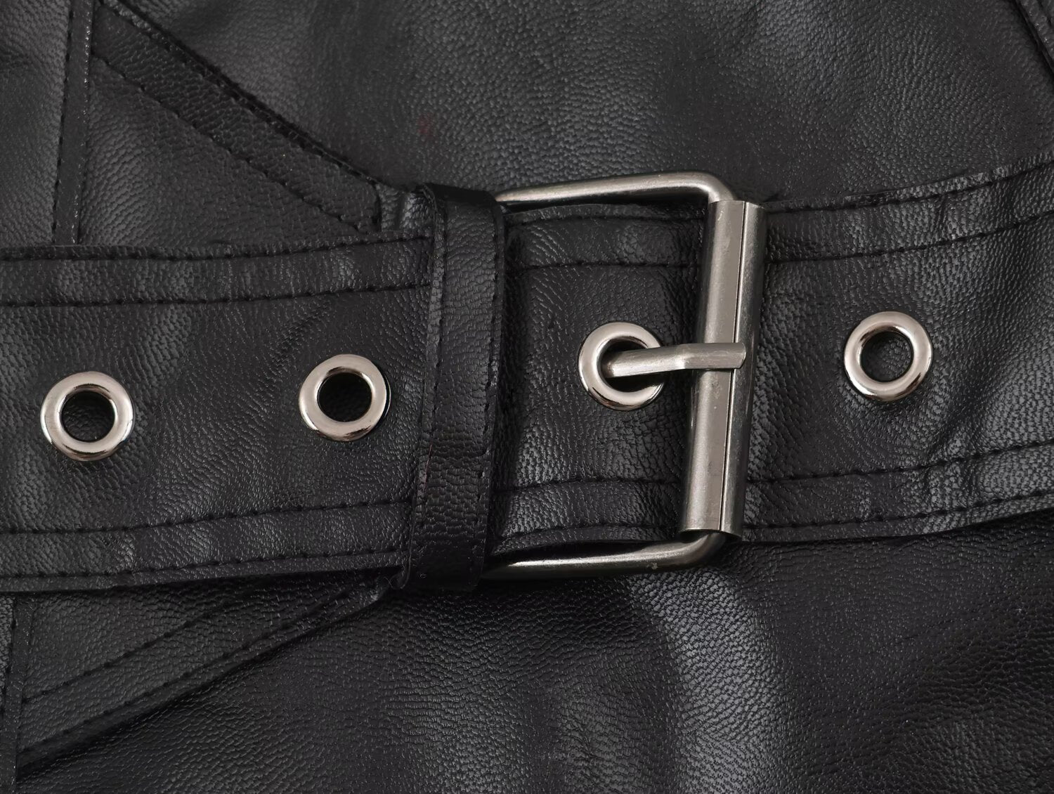 Women's Faux Leather Buckle Coat