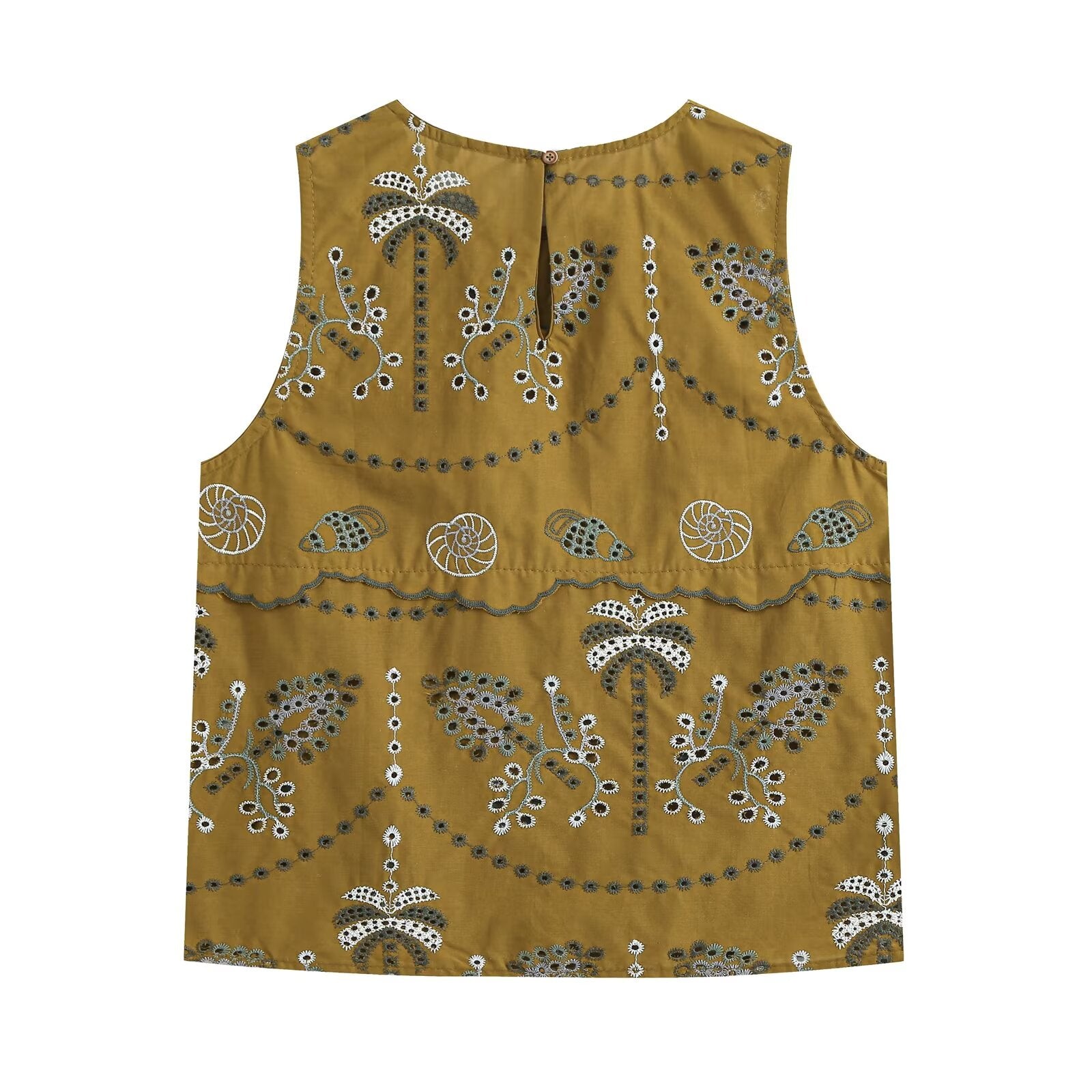 Women's Embroidered Sleeveless Top & Midi Skirt Set