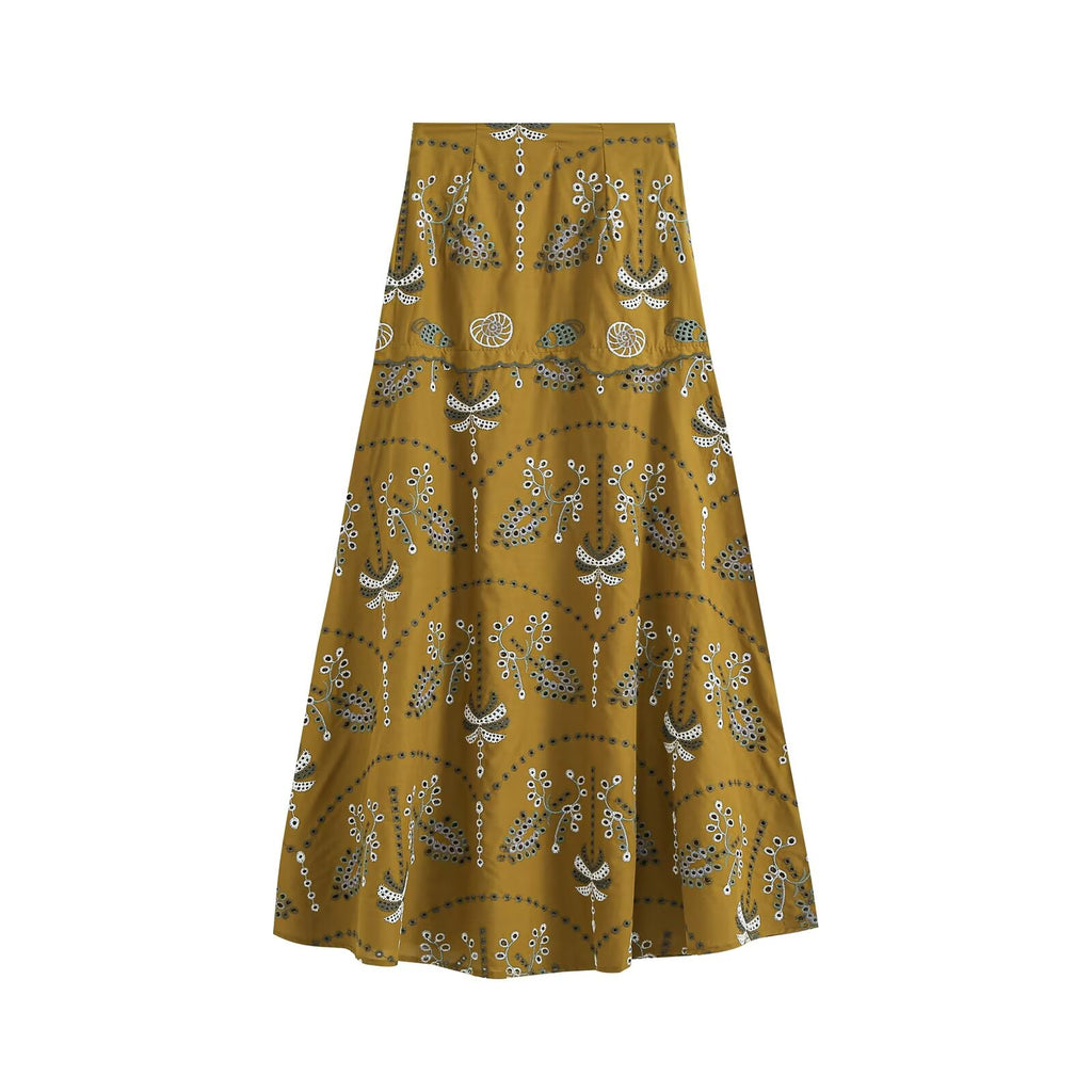 Women's Embroidered Sleeveless Top & Midi Skirt Set