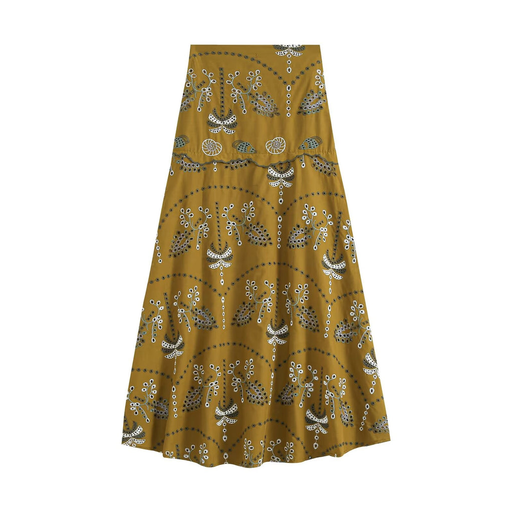 Women's Embroidered Sleeveless Top & Midi Skirt Set