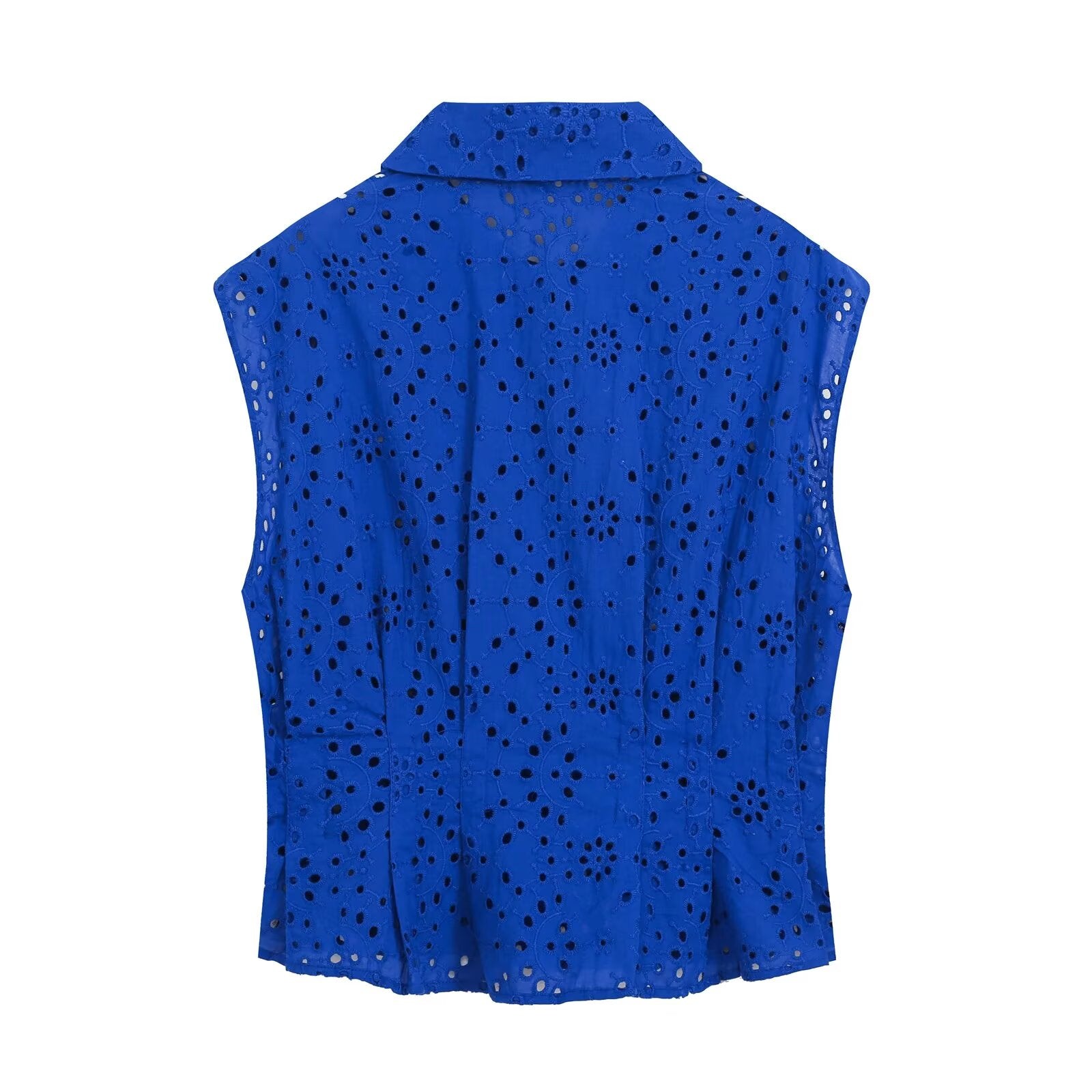 Embroidered Cutout Collared Blouse