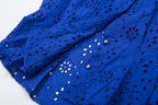 Embroidered Cutout Collared Blouse