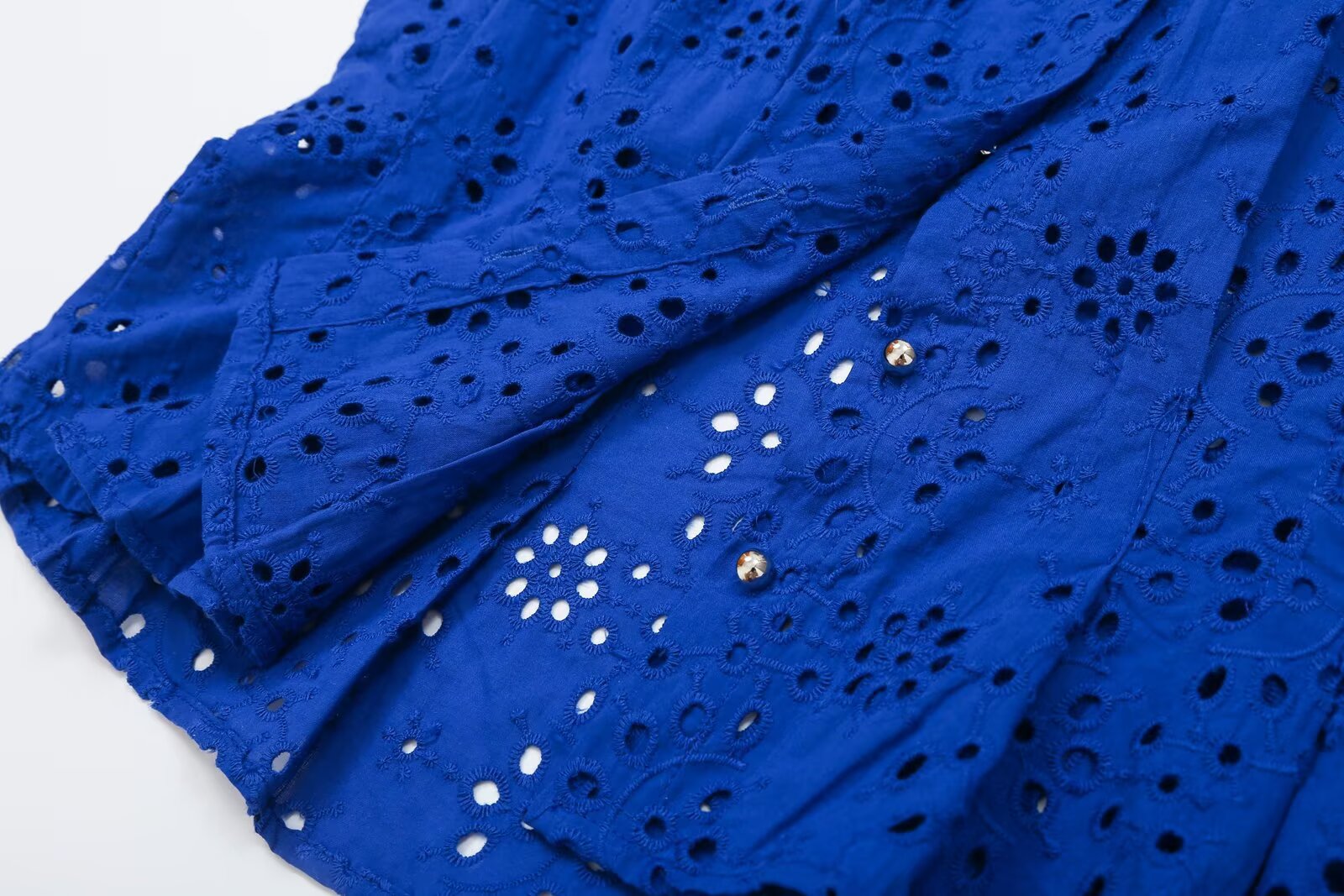 Embroidered Cutout Collared Blouse
