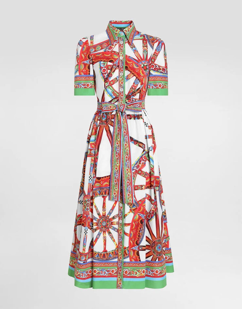 Women's Printed Blouse And A-Line Dress Set