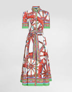Women's Printed Blouse And A-Line Dress Set