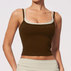Tight Yoga Vest Quick Drying Workout Clothes Outer Wear Contrast Colors False Two Piece Running Beauty Back Sports Vest