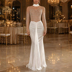 Women's Rhinestone Lace Turtleneck Cocktail Dress