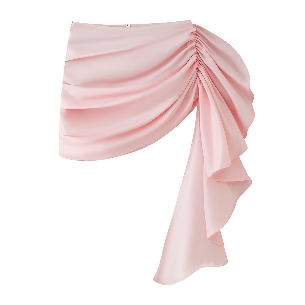 Women's Satin Asymmetric Ruffle Mini Skirt