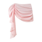 Women's Satin Asymmetric Ruffle Mini Skirt