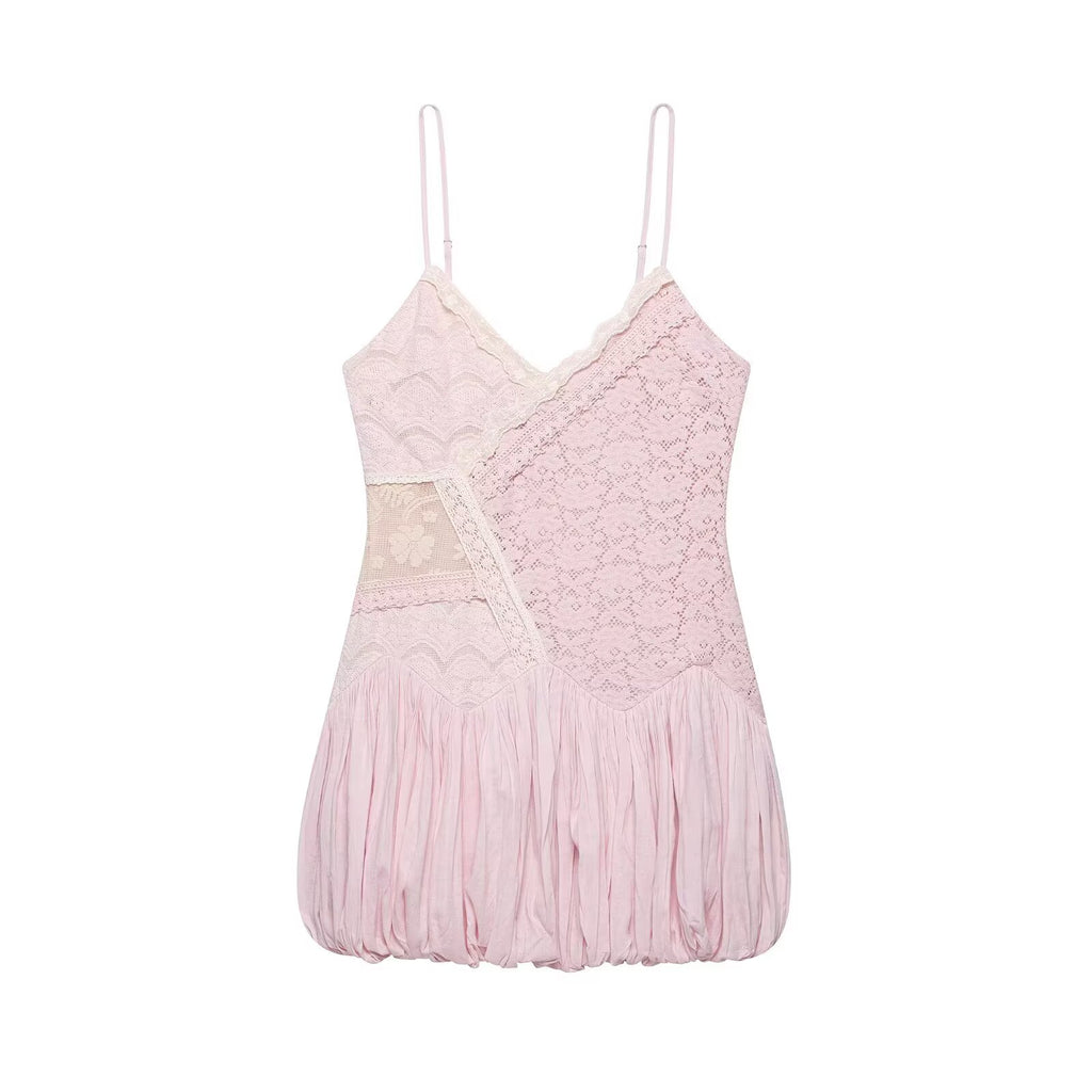 Women's Balloon Sleeve Lace Mini Dress