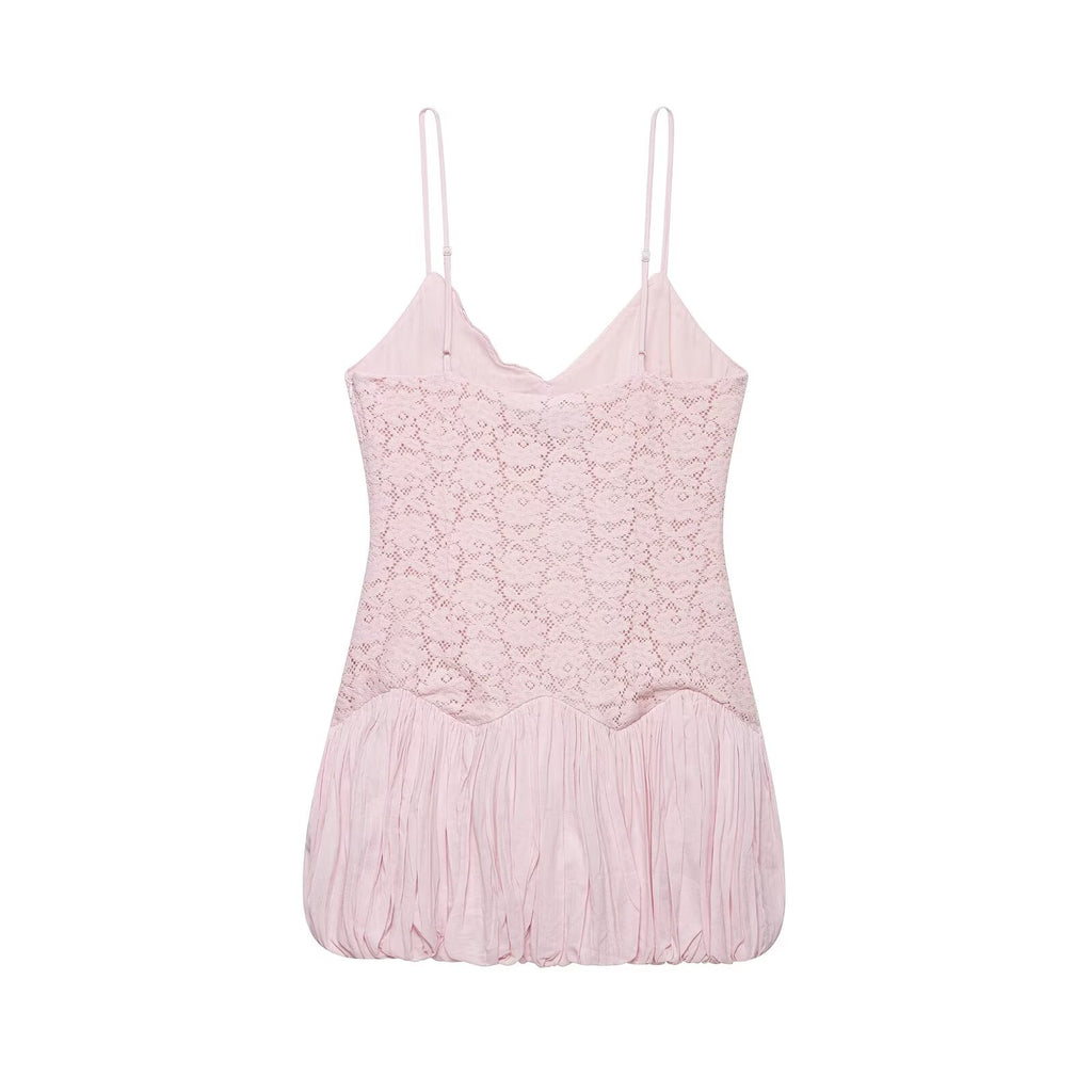 Women's Balloon Sleeve Lace Mini Dress